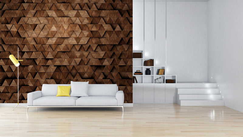 Triangular Pattern Wooden Wallpaper