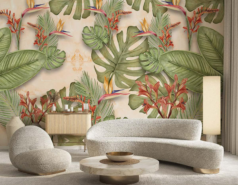 Tropical Paradise Pattern Floral Wallpaper