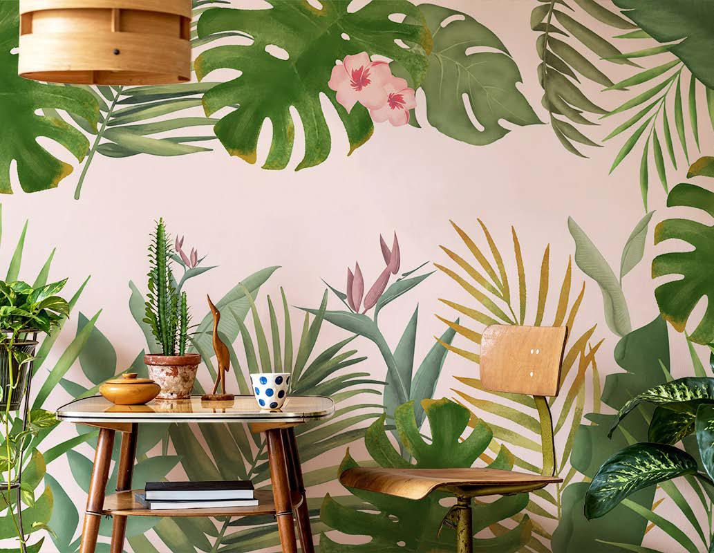 Tropical Plants Pattern Floral Wallpaper – Myindianthings