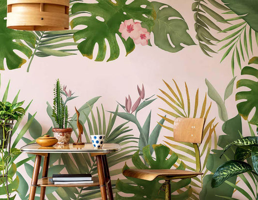 Tropical Plants Pattern Floral Wallpaper