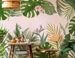 Tropical Plants Pattern Floral Wallpaper