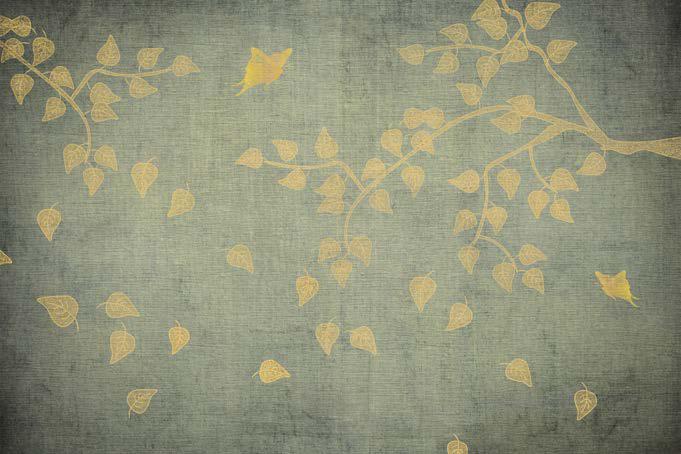 Tufted Leaves Design Abstract Wallpaper