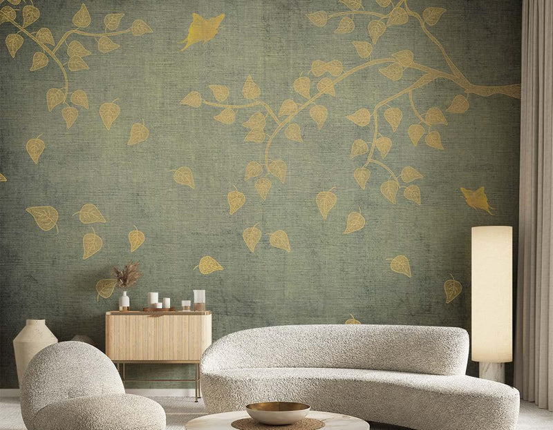 Tufted Leaves Design Abstract Wallpaper