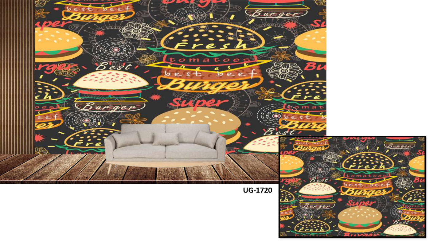 Burger aesthetic cafe wall