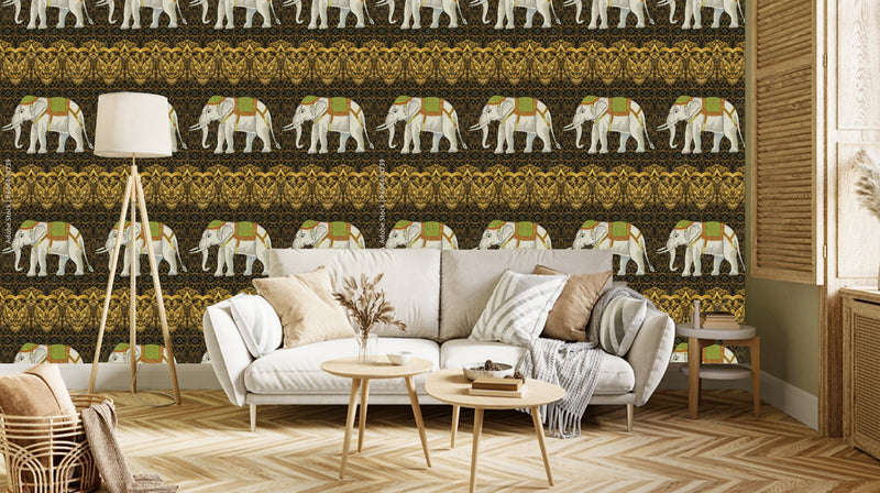 Unique Elephant Pattern Wallpaper