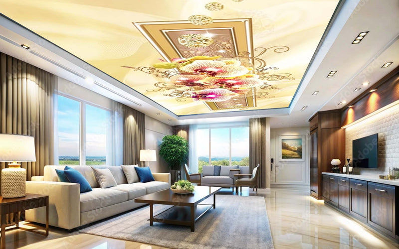 Vintage Flower Theme Ceiling Wallpaper