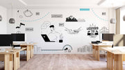 Real State Sketch Art Theme Office Wallpaper