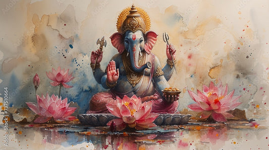 Watercolor Painting Theme Ganesha Wallpaper