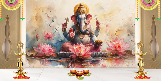Watercolor Painting Theme Ganesha Wallpaper