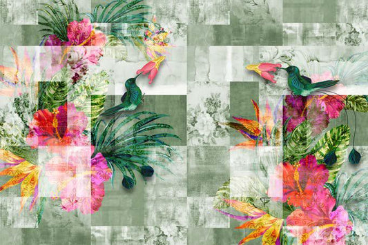 Watercolour Digital Pattern Floral Wallpaper