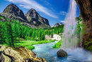 Waterfall Flowing View Nature Wallpaper