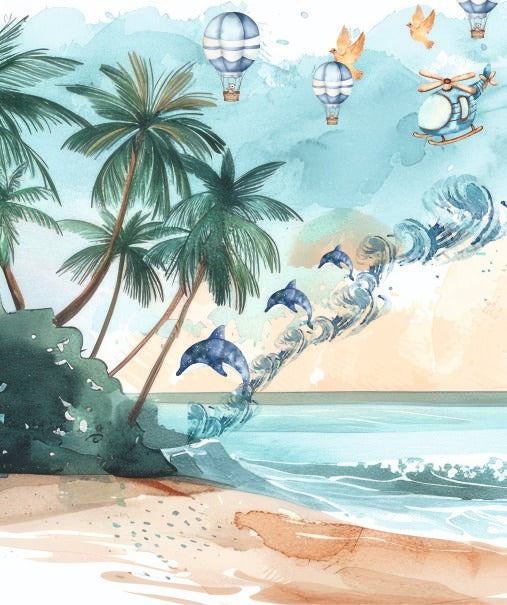 Watercolour Beach Vibes Theme Wallpaper