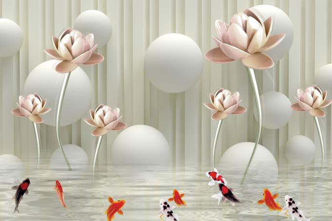 White Pink Lotus Theme Floral Wallpaper