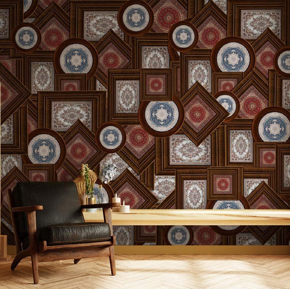Wooden Pattern Cafe Wallpaper mockup