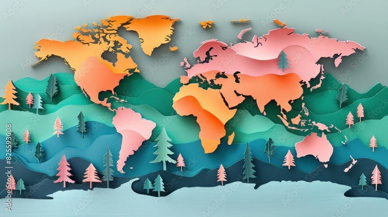 World Map 3D Design Wallpaper
