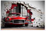 Dynamic Action - Sports Field Car 3D Brick Wallpaper