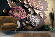 3D Decorative Brown Floral  Wallpaper Design