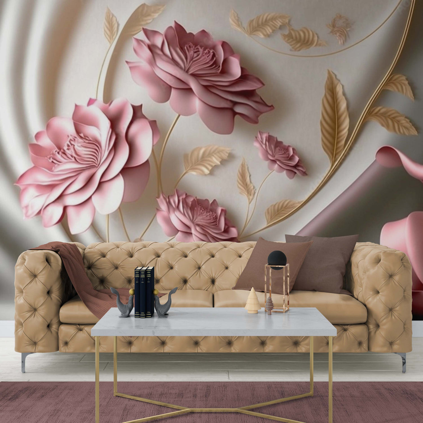 Silk Floral Pink Wallpaper Design