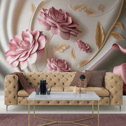 Silk Floral Pink Wallpaper Design