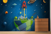 3D Space wallpaper deisgn with solar system