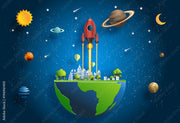 3D Space wallpaper deisgn with solar system