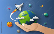 Earth solar system wallpaper for kids room