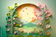 3D kids cyan flower wallpaper deisgn