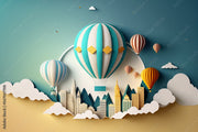 3D Air balloon kids theme wallpaper design