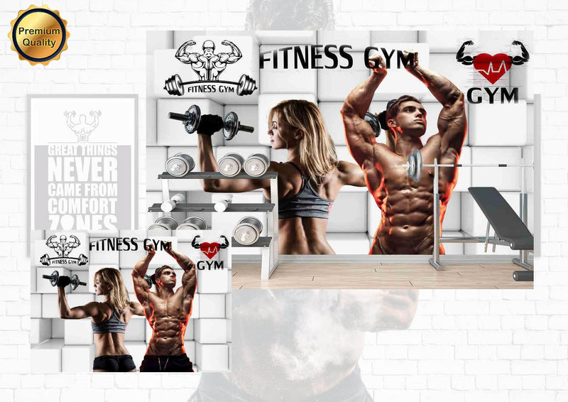 Buy Wall Stickers for Gym, Art Decal Dumbbell DIY Self-Adhesive Wall  Decoration Removable Wallpaper 3D Vinyl Sticker for Home Living Room  Bathroom Kitchen Decor Mural Quotes Amaone Online at desertcartUAE