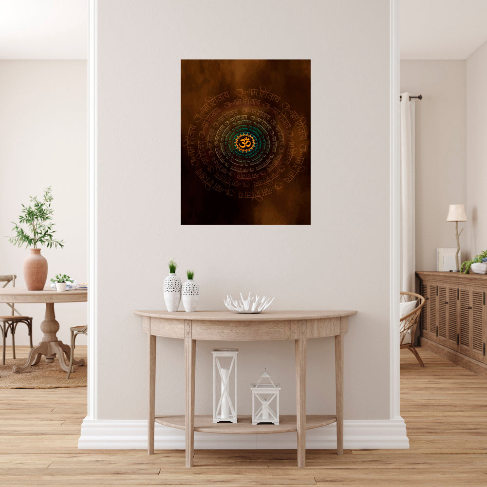 Om Art In Circle Self Adhesive Sticker Poster