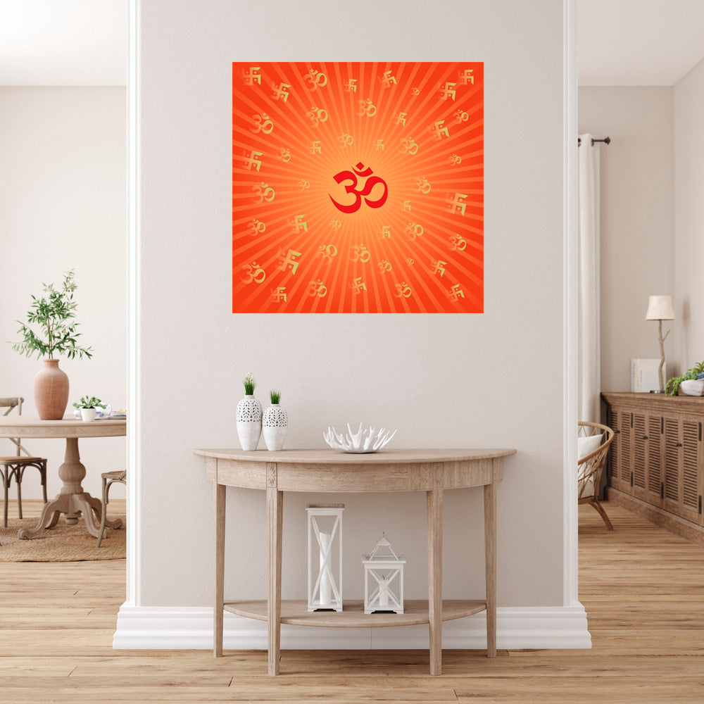Orange Om Art Self Adhesive Sticker Poster