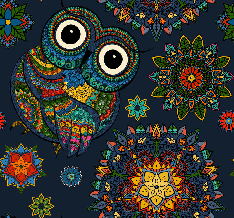 Colourful Owl Art Self Adhesive Sticker For Refrigerator
