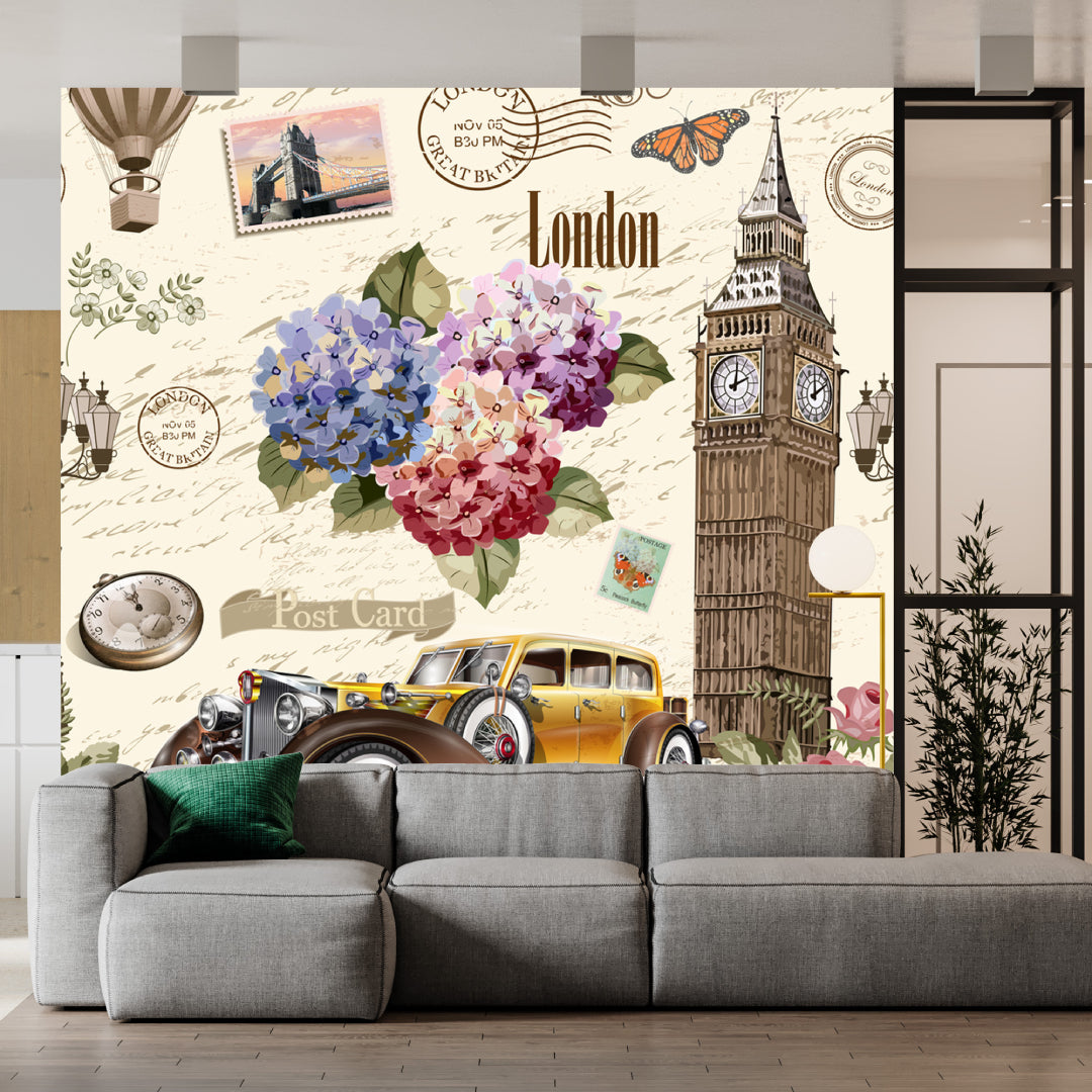 Floral Paris Wallpaper