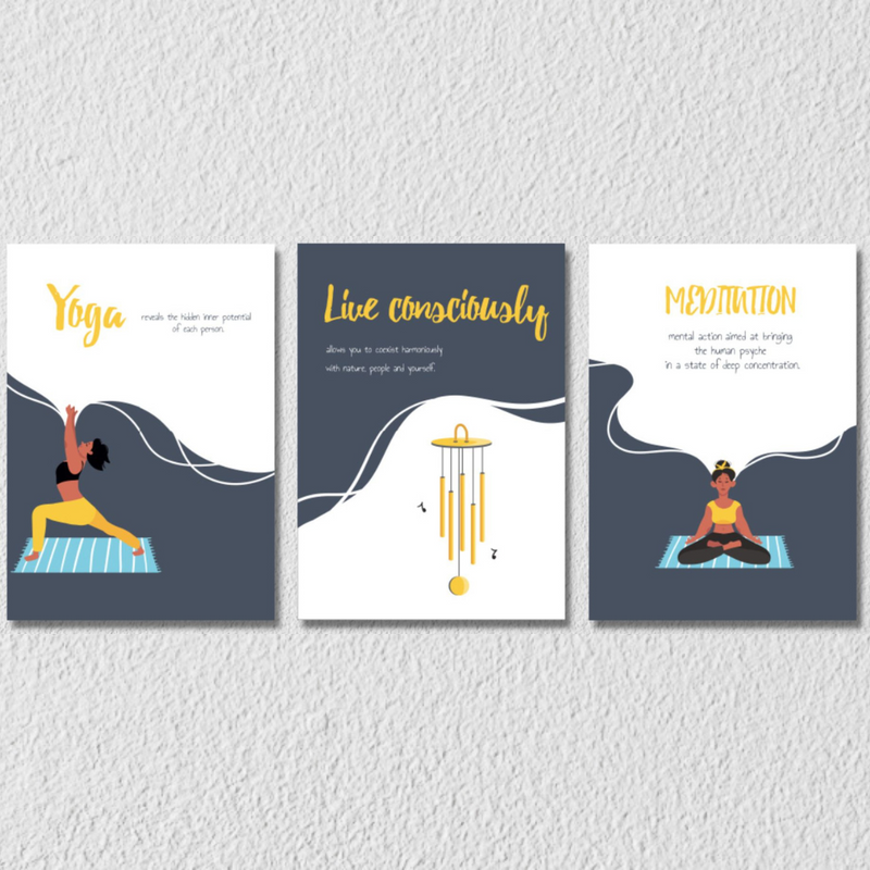 Yoga Wall Art, Set Of 3