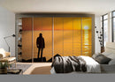Man In Sunset Ocean Painting Self Adhesive Sticker For Wardrobe