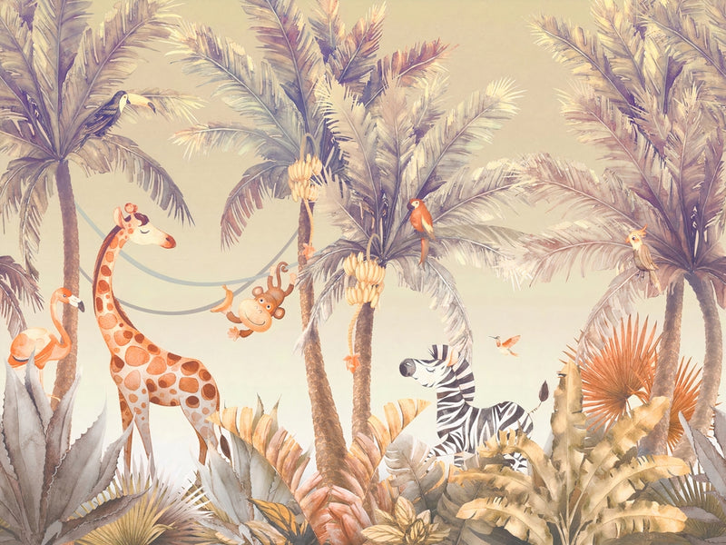 Giraffe Safari School Wallpaper