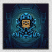 Monkey Space Blue Art