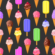 Ice Creams On Gray Art Self Adhesive Sticker For Refrigerator