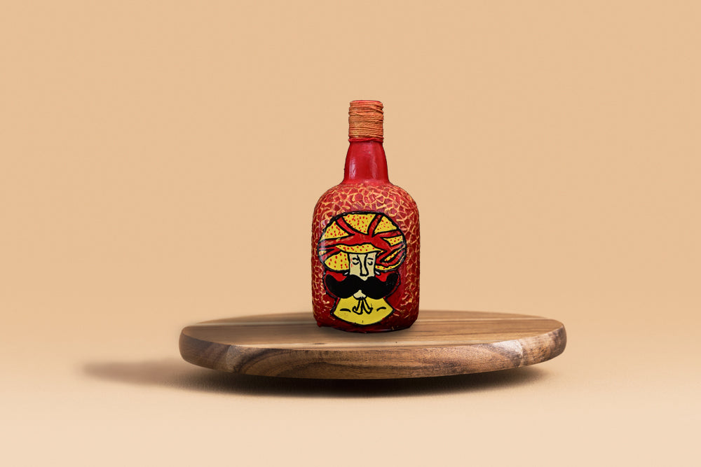 Rajasthani Moustache Man Bottle Art