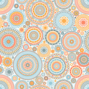 Orange Blue Round Mandala Art Self Adhesive Sticker For Table