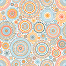 Orange Blue Round Mandala Art Self Adhesive Sticker For Table