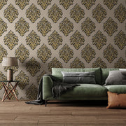 Adhya Gold Damask Wallpaper