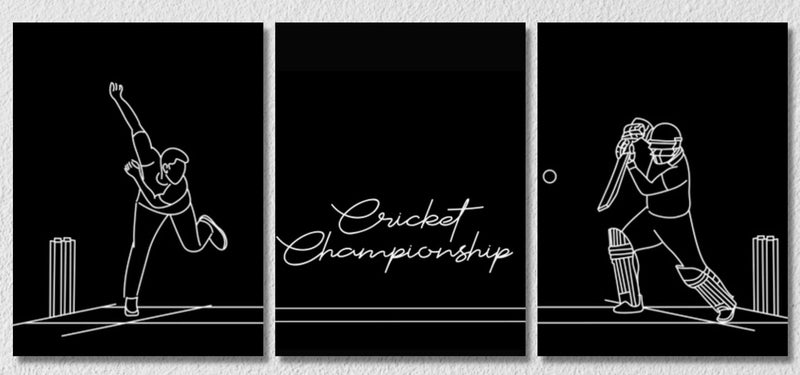 Cricket Championship Wall Art, Set Of 3