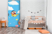 Shinchan on Moon Anime Self Adhesive Sticker For Door