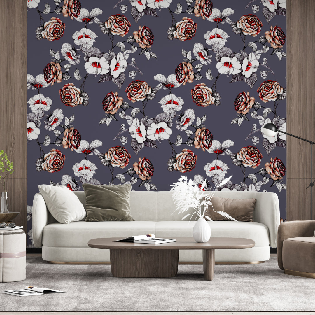 Red Rose Grey Wallpaper