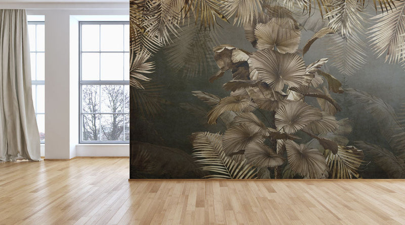 Golden Exotic Plant Tropical Wallpaper