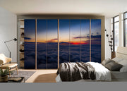 Sun Rays In Clouds Painting Self Adhesive Sticker For Wardrobe
