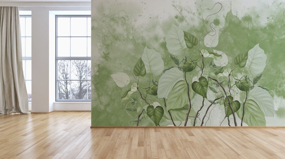 White Green Nature Leaves Tropical Wallpaper