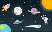 Astronout With Rocket In Space Self Adhesive Sticker For Wardrobe