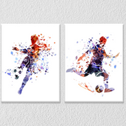 Modern Art Footballer, Set Of 2